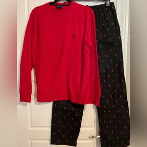 Polo by Ralph Lauren Red and Black Mens Lounge Set